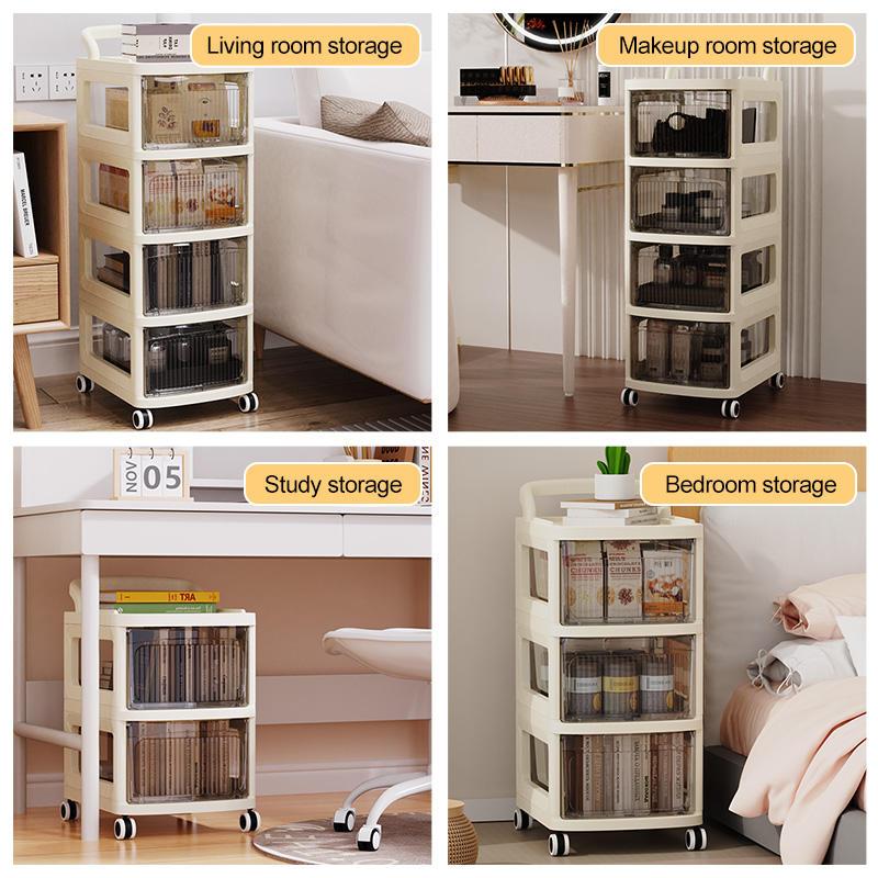 Rak Plastik Susun Beroda / Rak Troli Dorong / Rak Penyimpanan Serbaguna