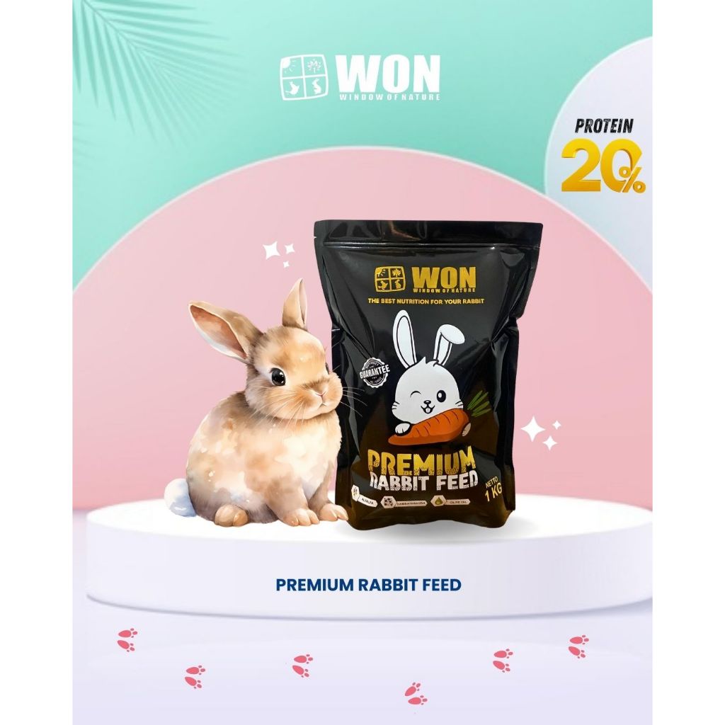 Megumiyee_ Paket Bundling Pelet Kelinci Won Premium 1Kg+Alfalfa Hay Won 500G