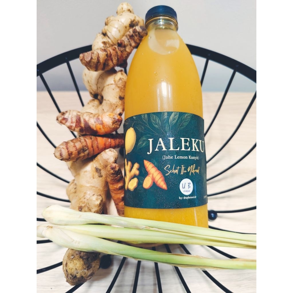 Jamu Jaleku (Jahe Lemon Kunyit) by Up Brown 500ml Botol Kaca– Minuman Herbal Alami untuk Daya Tahan 