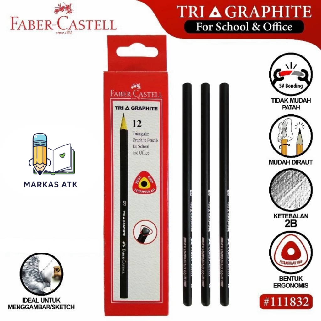 

Pensil Faber Castell Tri Graphite 2B Original Grip Segitiga Untuk Ujian Komputer LJK Menulis Menggambar Harga Grosir Ecer 1 Pak ATK Sekolah Murah COD