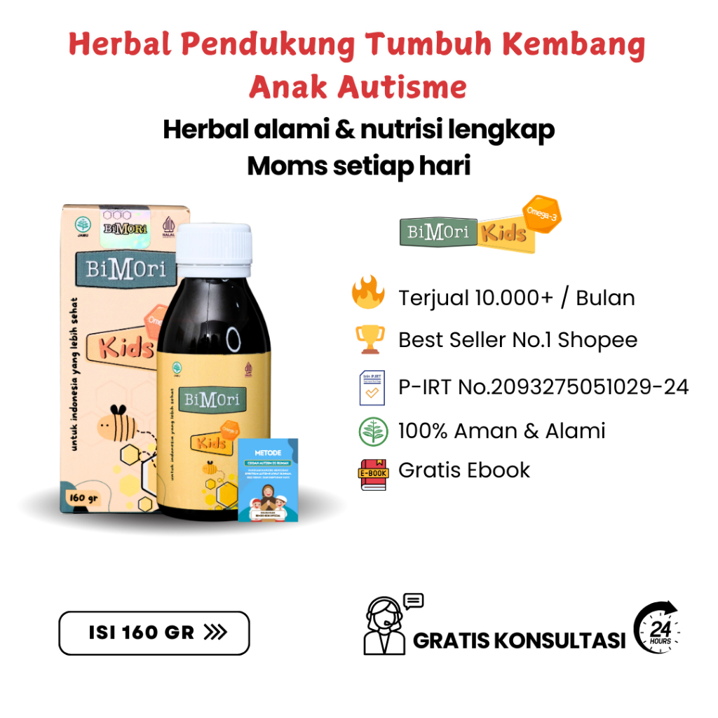 Bimori Kids Obat Autisme Anak Atasi Anak Hiperaktif Adhd - Speech Delay Telat Bicara Multivitamin