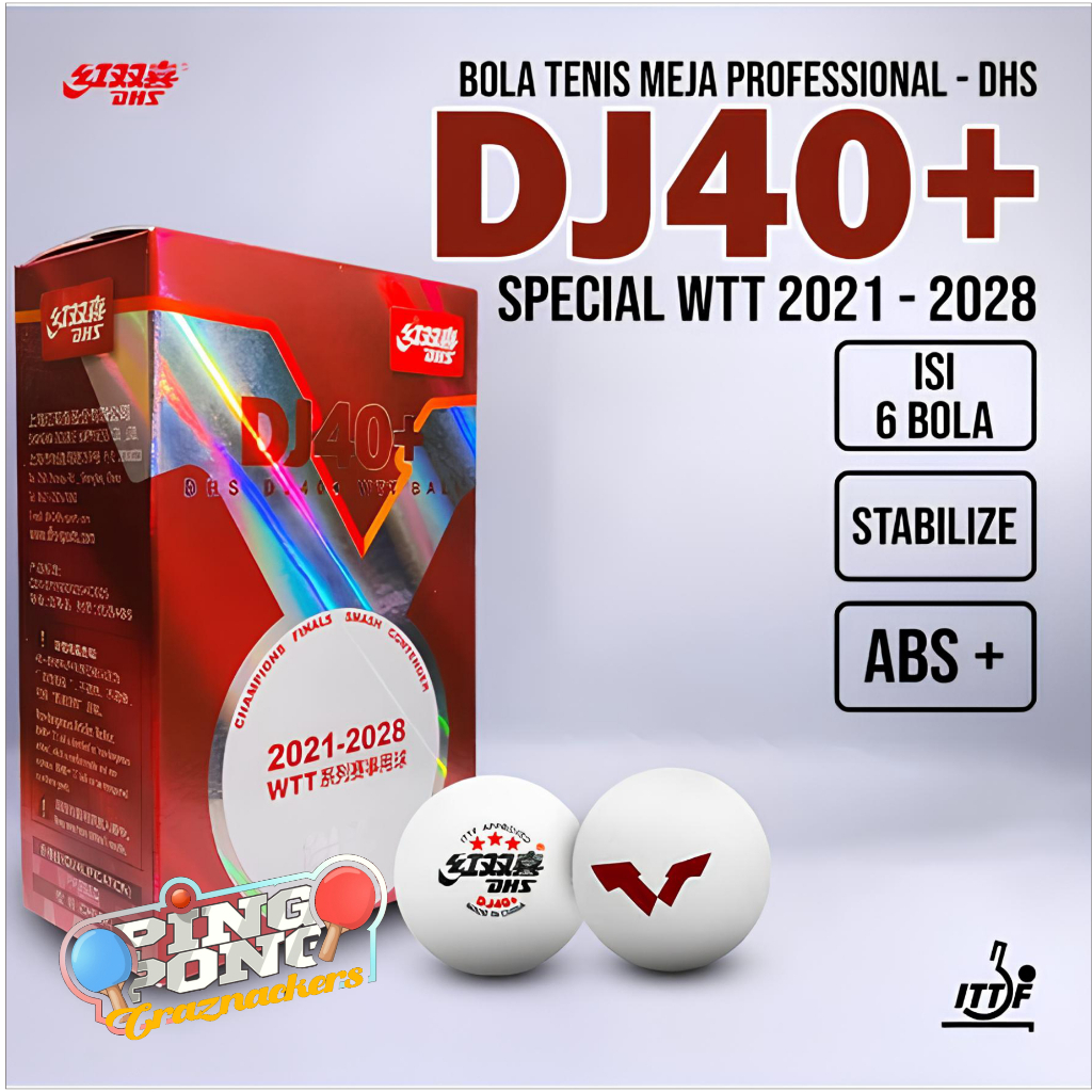Bola DHS WTT DJ40+ Tenis Meja Bintang 3