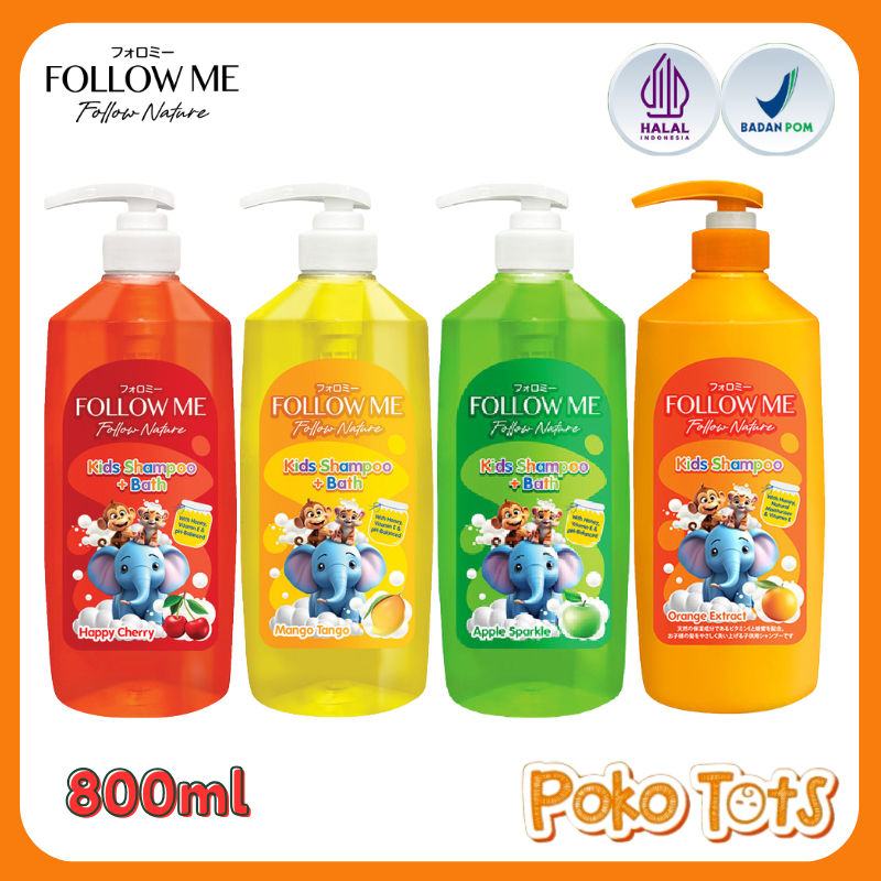 Follow Me Kids Shampoo + Bath 800ml Follow Me Kids Wash & Shampoo Shampo dan Sabun Mandi Anak Follow