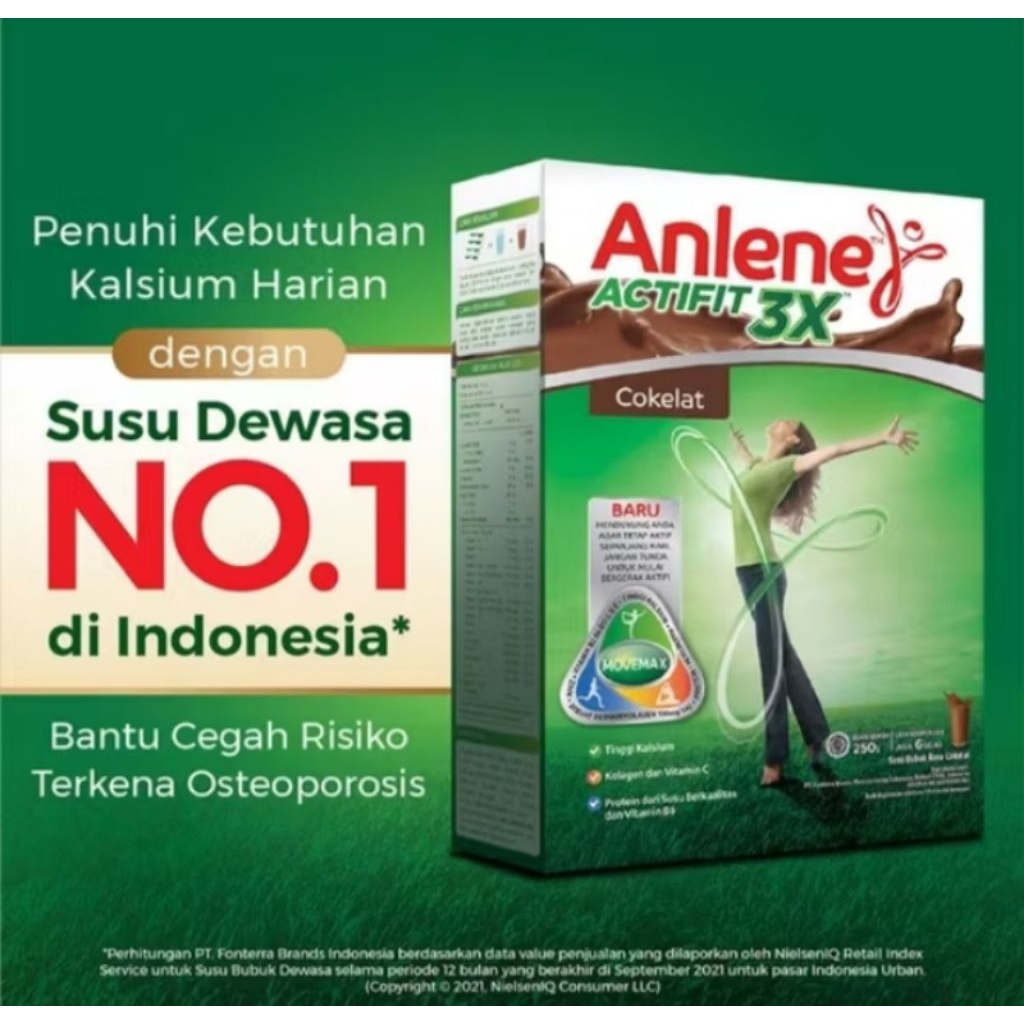 

Anlene Actifit 3X Cokelat 580 GR & Anlene Gold 5x Rasa Coklat 240 GR (Kemasan Reject).
