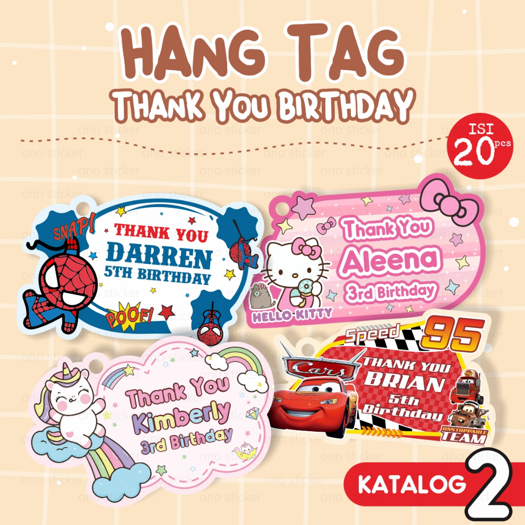 

Thankyou birthday tag label kado anak