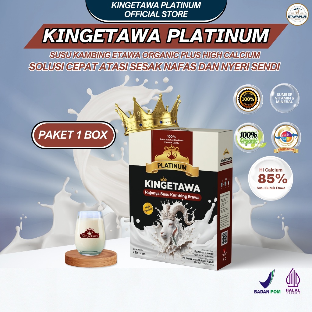

Kingetawa Susu Bubuk Kambing Etawa Premium Untuk Nyeri Sendi dan Sesak Nafas Kemasan 250gram