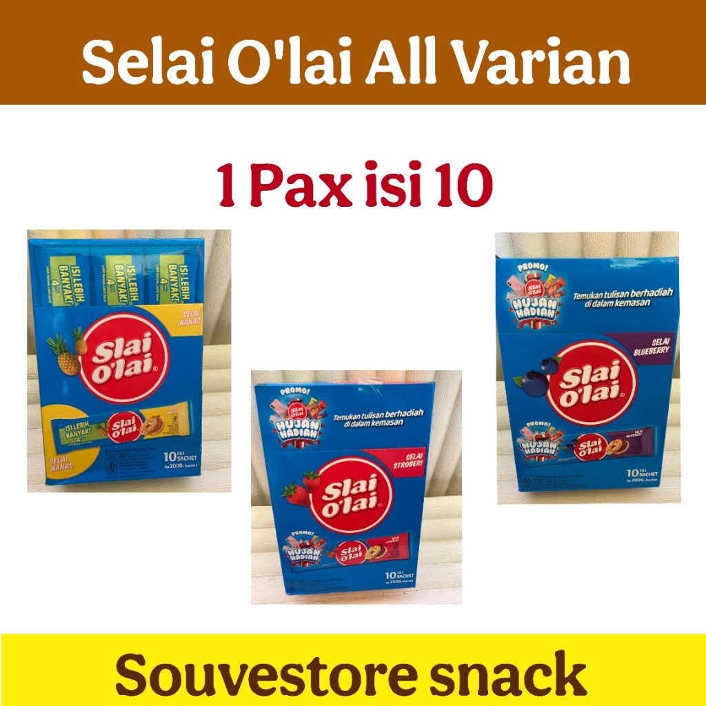 

Slai O'lai Biskuit Selai Strawberry Blueberry Nanas 1pax isi 10