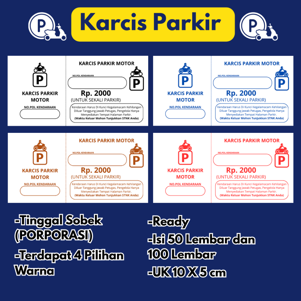 

KARCIS PARKIR SEPEDA MOTOR TERLARIS TERMURAH TERBARU UNIVERSAL