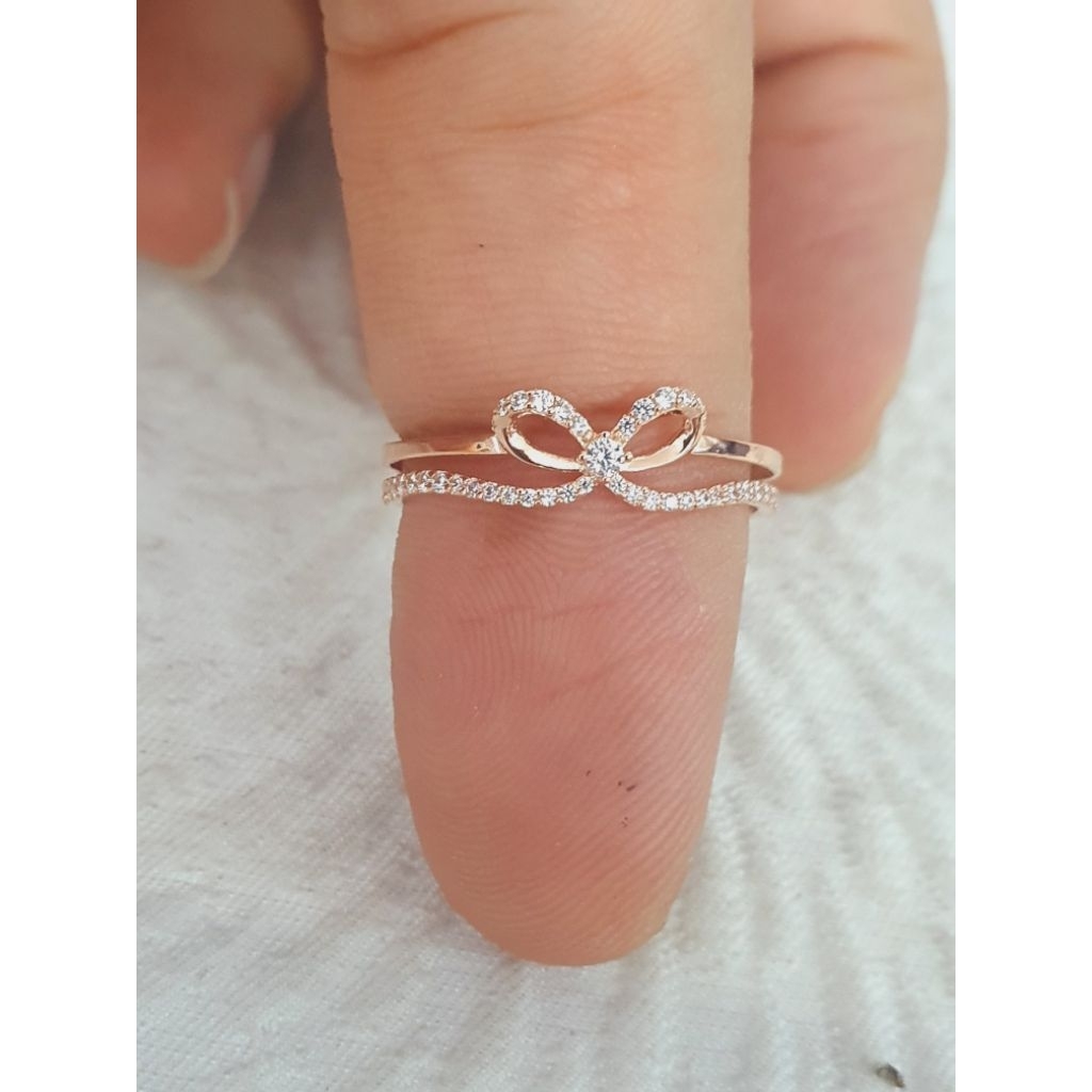 cincin model double pita mata ad rose emas 75% 750 75 % 17k