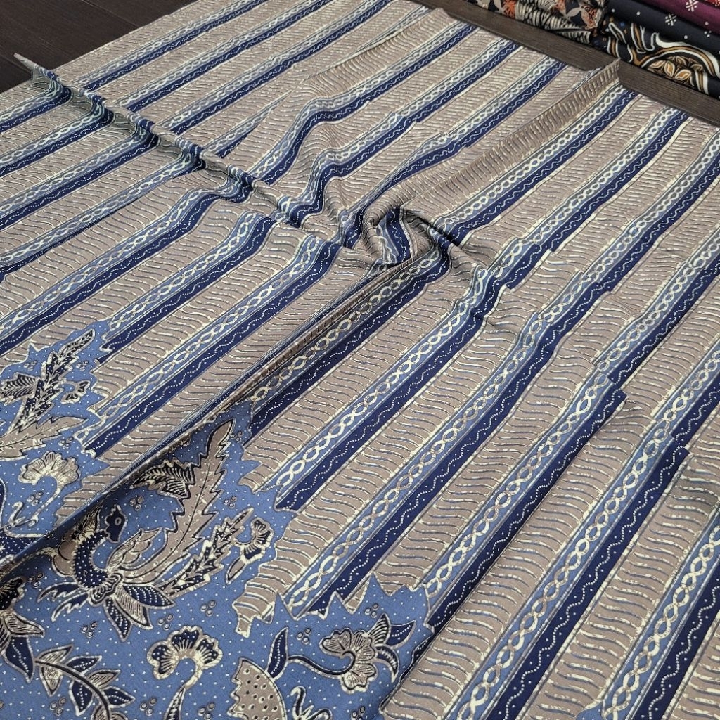 KAIN BATIK MOTIF LURIK KOMBINASI LURIK SALUR KHAS SOLO WARNA SAGE KUNING BIRU INDIGO