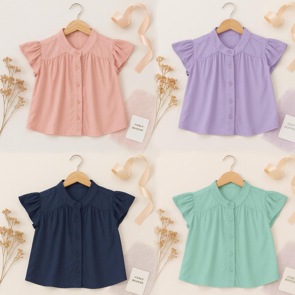 Curly  Blouse / Curly Blouse Anak Perempuan 1-10 Tahun Cott Rayon / Kemeja Anak Perempuan Terbaru