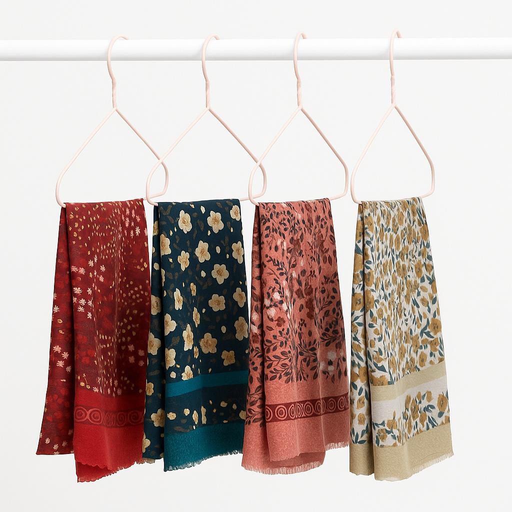 Kerudung Segi Empat Motif Bunga