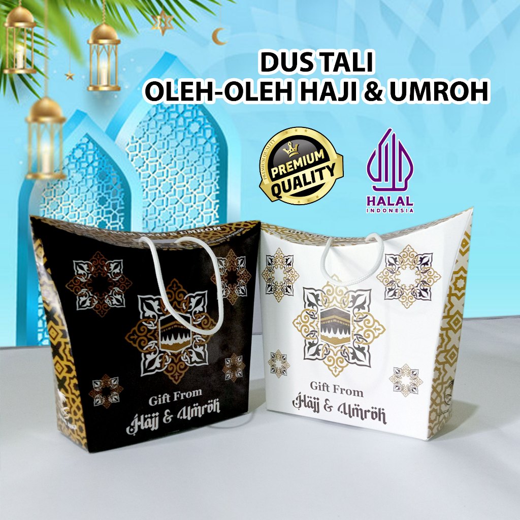 

Kardus Paper Bag | Dus Tengteng (ISI 50PCS) Tali Dus Souvenir Haji dan Umroh