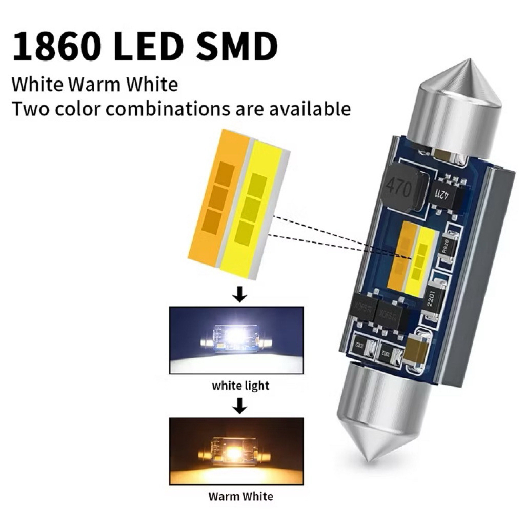 Lampu LED Plafon Mobil Dua Warna Chip CSP 1860 Canbus