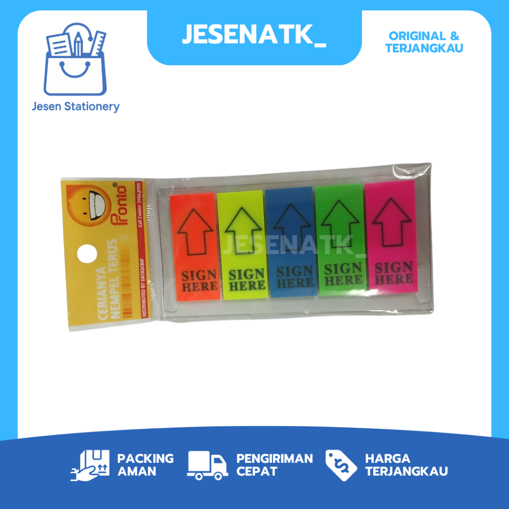 Pronto Sign Here Sticky Notes Panah Kertas, Penanda Halaman Praktis & Warna-warni