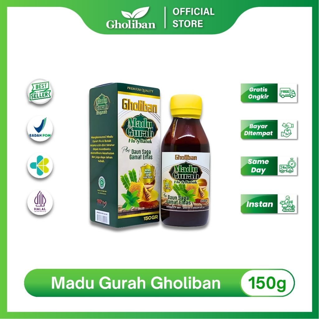 

Gholiban Madu Gurah Flu dan Batuk 150g Supleman Kesehatan Pernafasan