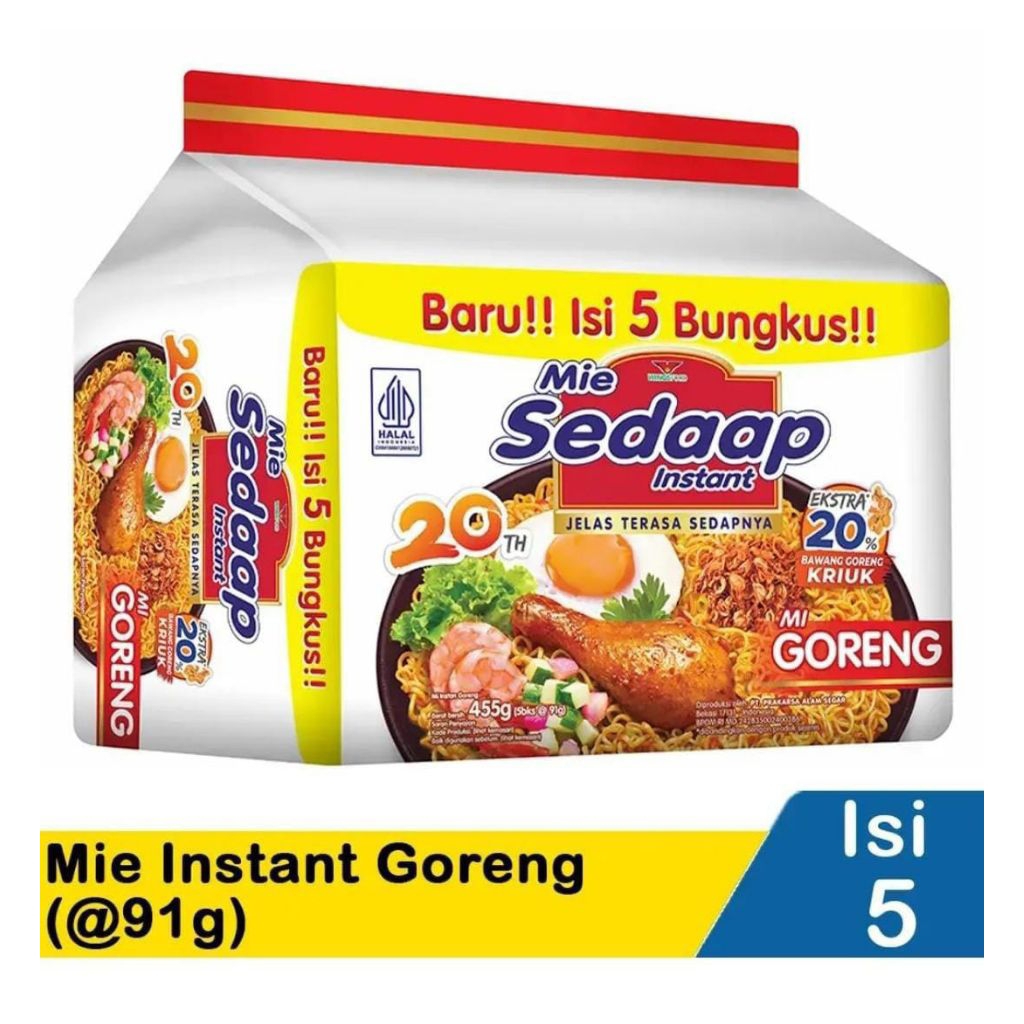 

Sedaap goreng pack isi 5✓1 dus isi 8 pack
