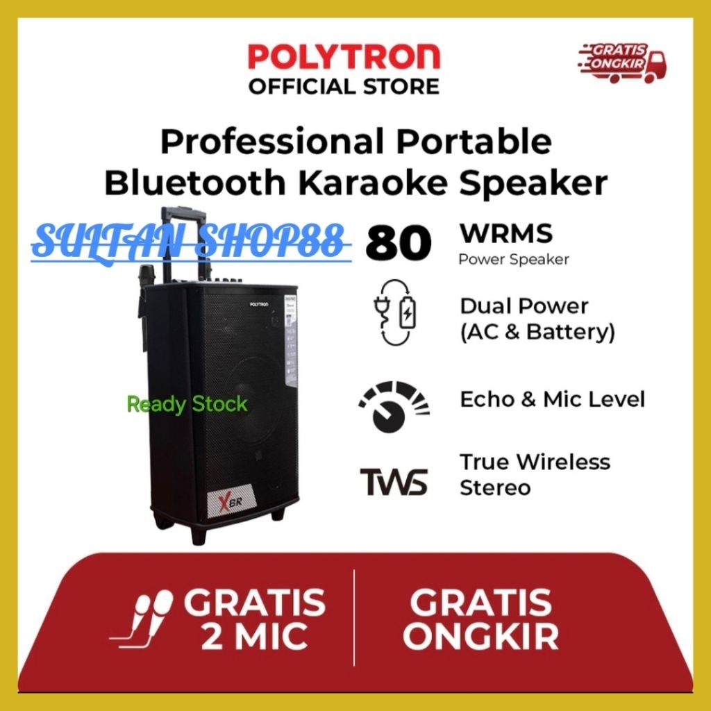 POLYTRON SPEAKER AKTIF PASPRO12F7 12  INCH I SPEAKER AKTIF PORTABLE POLYTRON PASPRO12F7 WIRELESS BLU