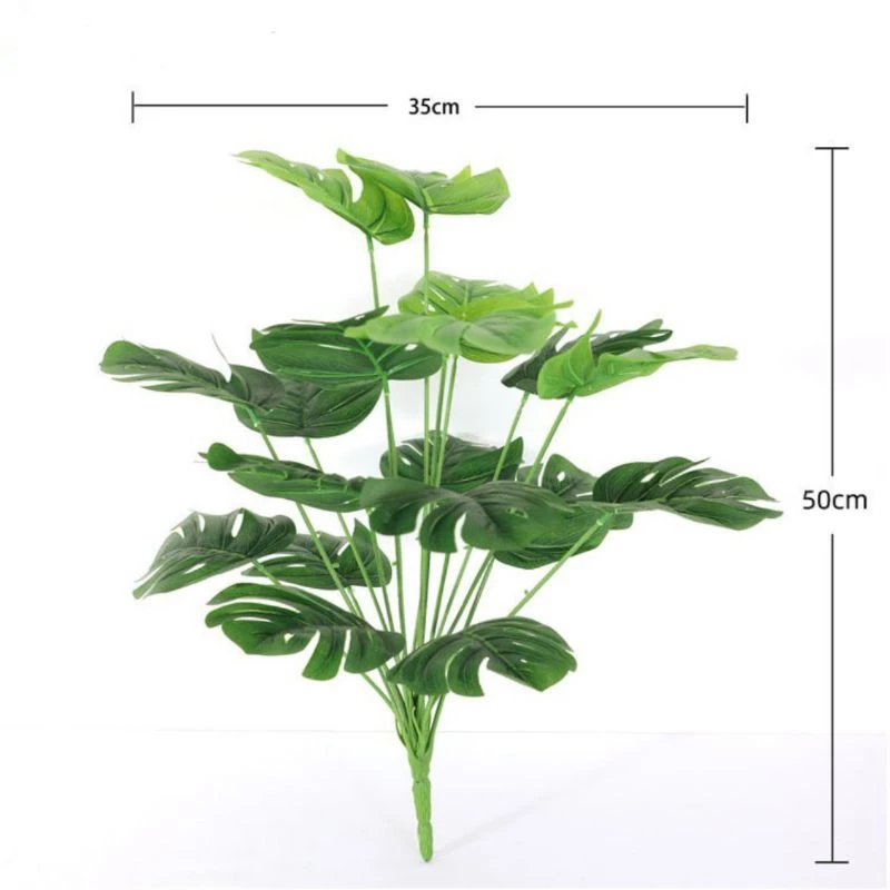 DAUN MONSTERA CABANG x18 BESAR PANJANG 50 CM TANPA POT /TANAMAN HIAS ARTIFISIAL BUNGA PALSU DAUN PLA