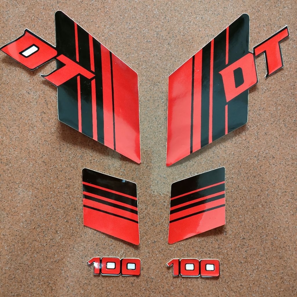 Striping Yamaha DT100 Hitam Merah/stiker dt100 lama