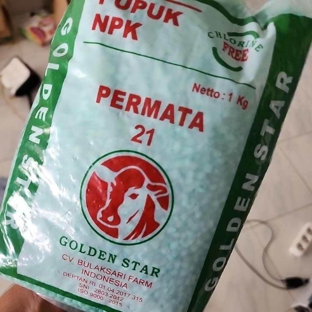Pupuk NPK 21 PERMATA karung 25kg.isi 1kg x25 atau Baju Baru Golden max 21 21 21 Garansi Ori