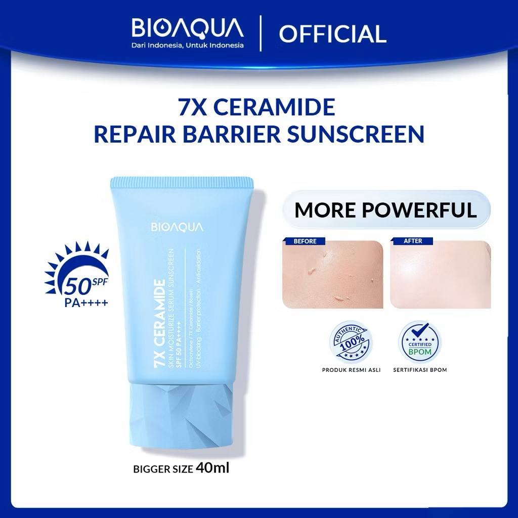 Cocok untuk Kulit Sensitif​​ BIOAQUA Cosmetics Ceramide Skin Barrier Repair 7X sunscreen mencerahkan