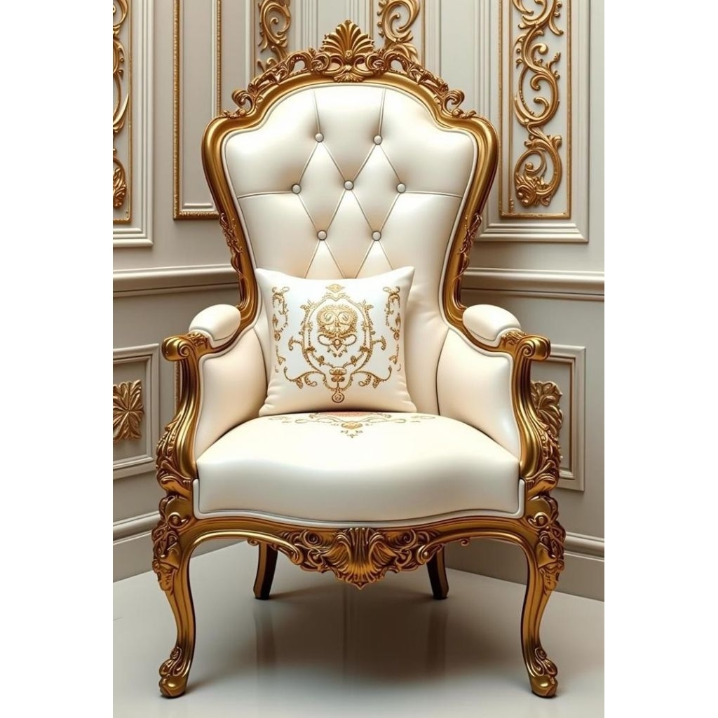 Kursi Singgasana Mewah Ukir Emas – Kursi Raja / Kursi Salon Pengantin Premium Elegan