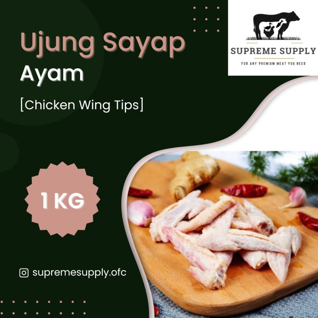 

PREMIUM Ujung Sayap Ayam 1 kg | Halal Organic Chicken Wing Tips Segar Frozen