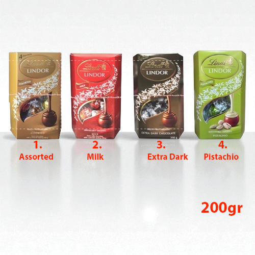 

Lindt Lindor 200gr Assorted Milk Extra Dark Chocolate Pistachio Cokelat Lint Coklat Import 200 gram