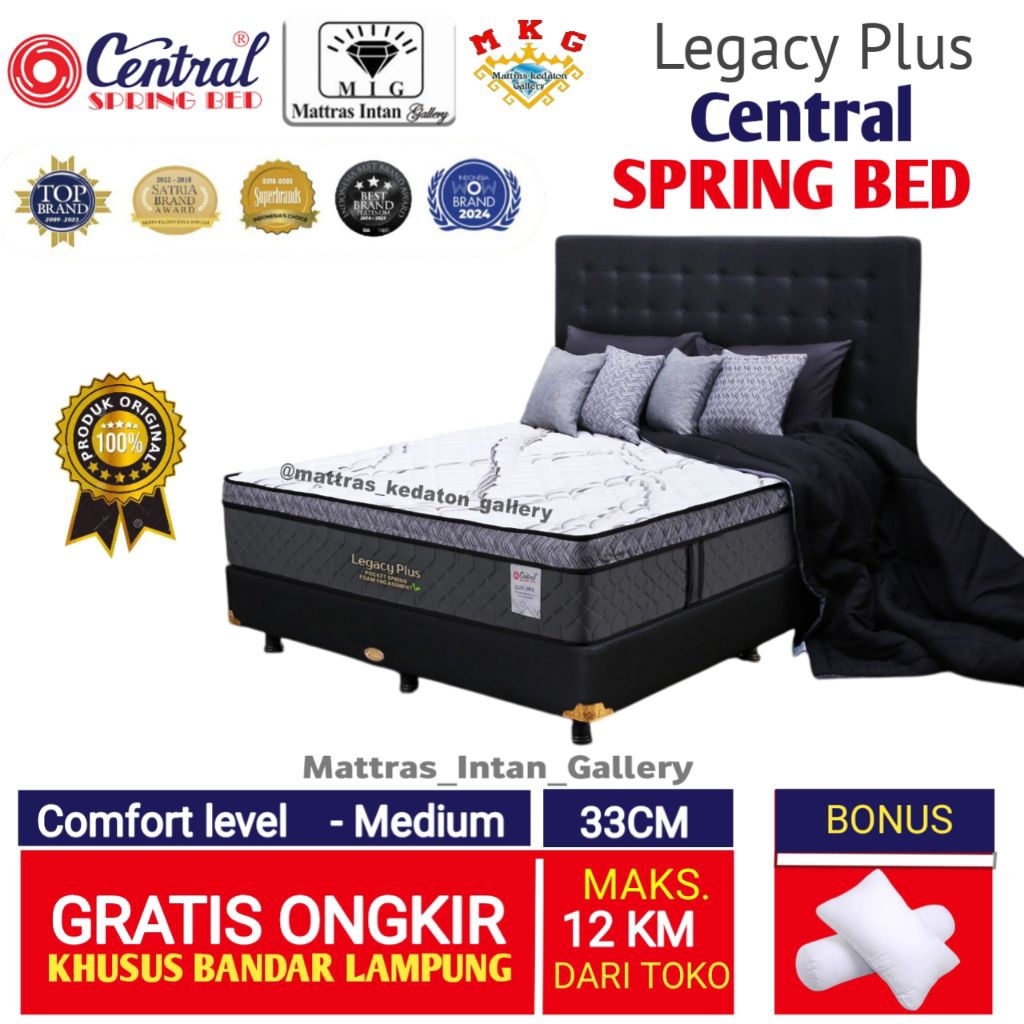 CENTRAL SPRING BED LEGACY PLUS POCKET SPRING KASUR MATRAS MATTRESS FULL SET ORiGINAL MATTRAS KEDATON