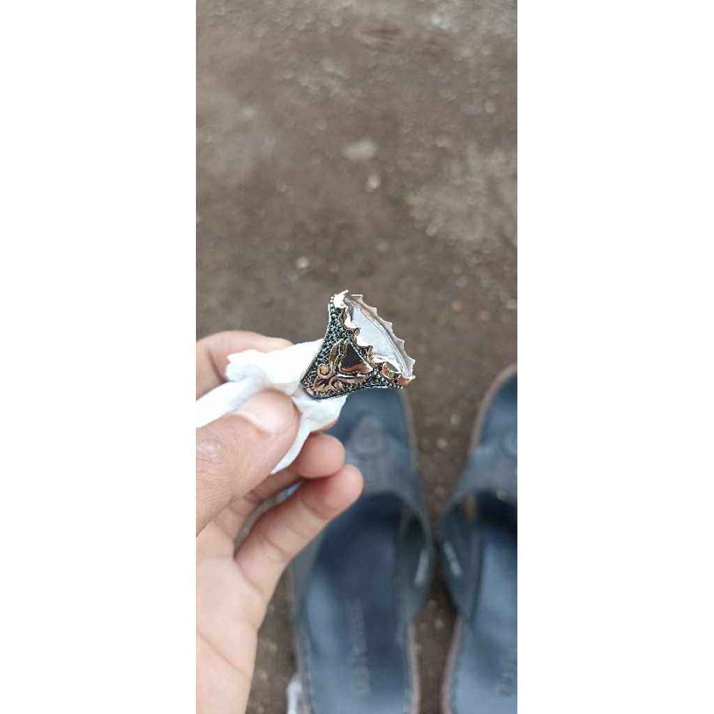 CINCIN BATU AKIK PIRUS PERSIA BAHAN KUNINGAN SARI+KROM