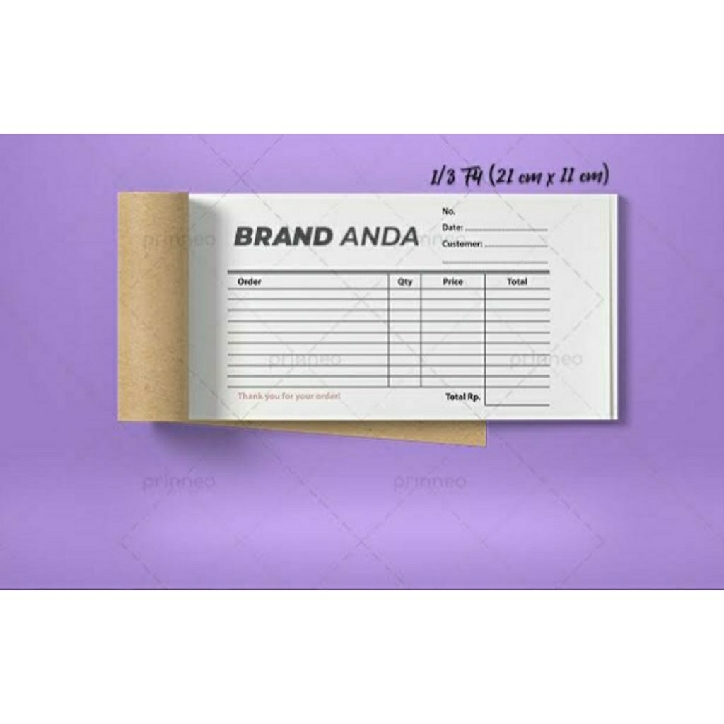 

Cetak bon faktur custom termurah 1/3 folio rangkap 2,3 dan 4