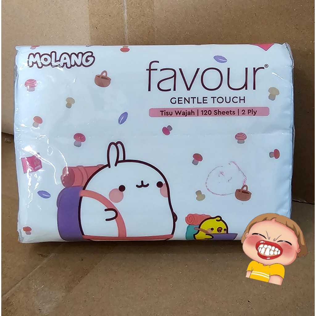 TISSUE MOLANG FAVOUR GENTLE TOUCH 120S 2PLY TISU WAJAH 100% VIRGIN PULP NON OBA HIGIENIS BERSIH AMAN