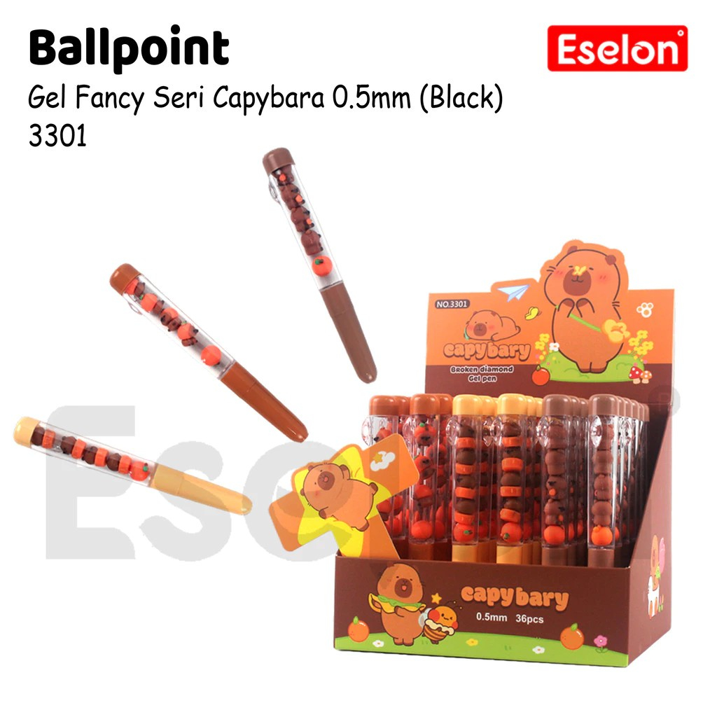 

Ballpoint Gel 0.5mm Transparan Capybara / Pulpen Gel dengan Mainan Boneka Capybara Mini