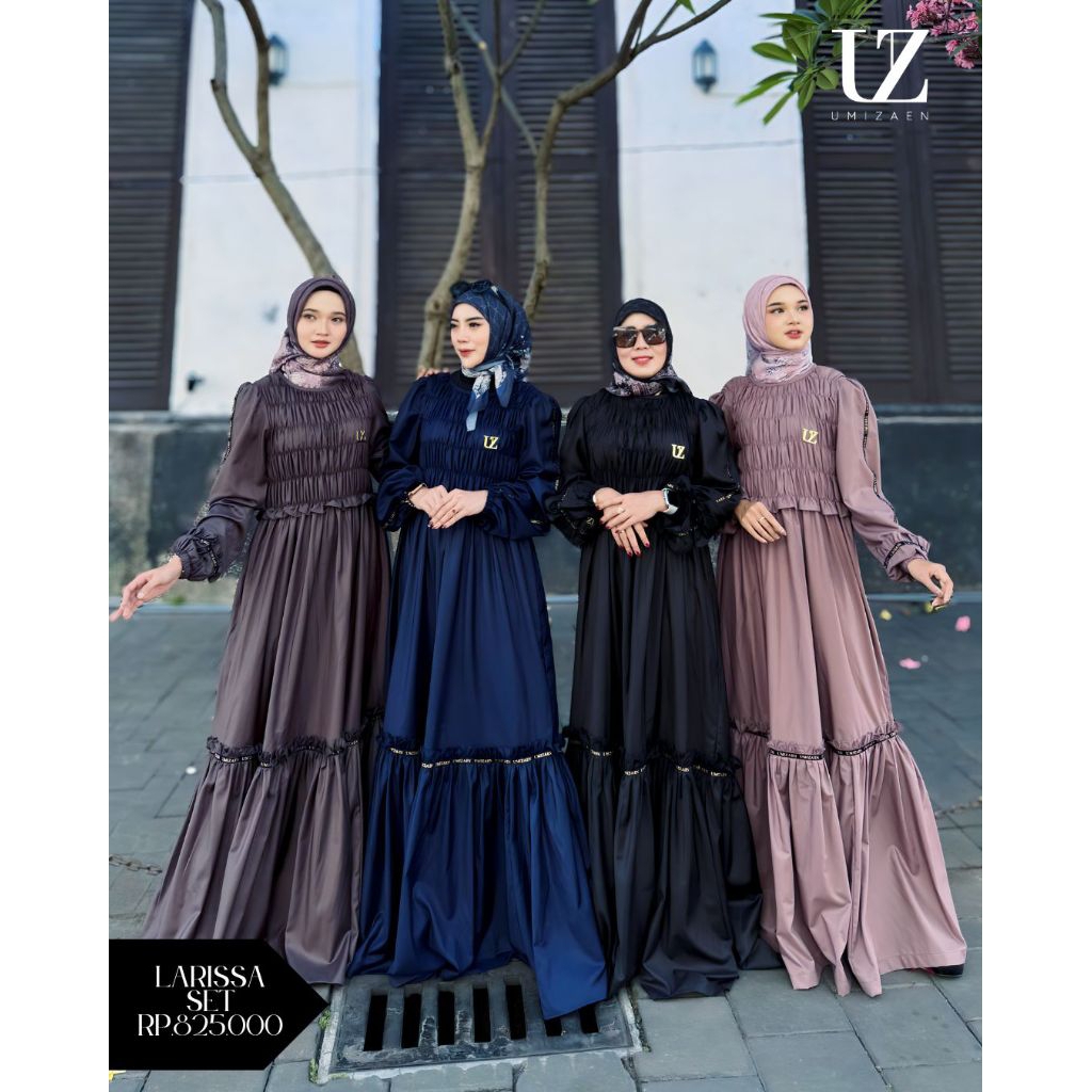UMIZAEN-LARISSA SET KERUT-Dress dada kerut-Dress Rempel-Dress simple-Gamis kerut rempel Katun Premiu