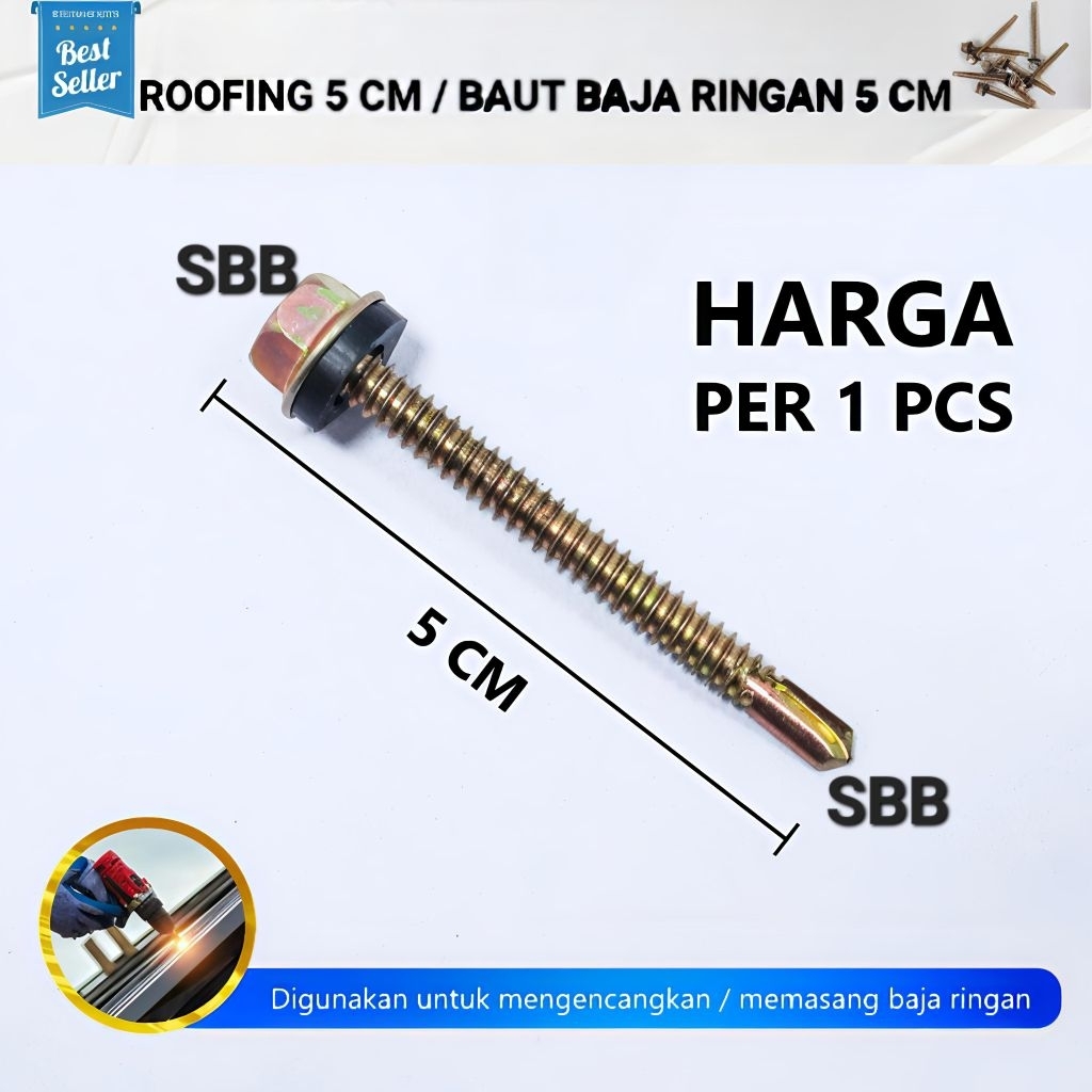 BAUT BAJA RINGAN 12x50 / BAUT ROOFING 12 x 50 (5cm) / SKRUP BAJA RINGAN 5 CM / RUFING 5 CM / ROOFING