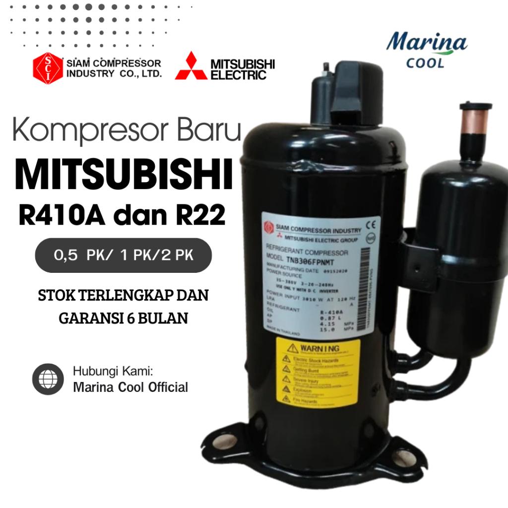 Kompresor AC Mitsubishi Electric SIAM SCI Daikin Rotary 0,5/1/2/2,5 PK R410A/R22 – Original
