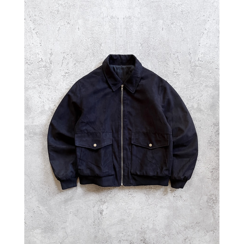 8 Seconds Suede Dark Navy Harrington Jacket