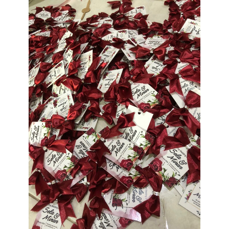 

(1Pcs) Pita Dan Tag Souvenir Pernikahan/Thank you card/kartu ucapan terima kasih BISA REQUEST TEMA