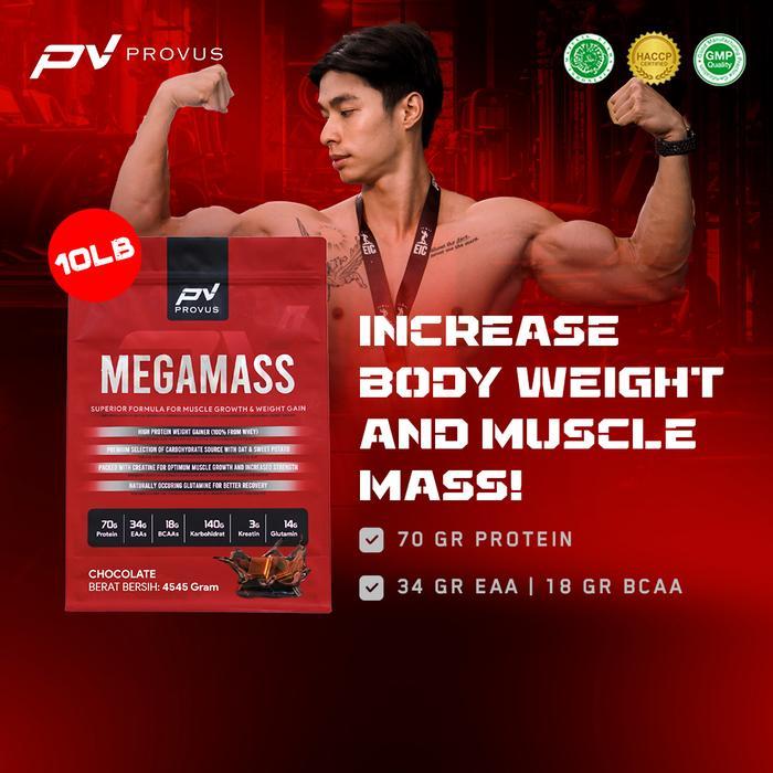 Provus Mega Mass 10 lbs 4545 Gram Susu Gainer Penambah Berat Badan Megamass Bulking