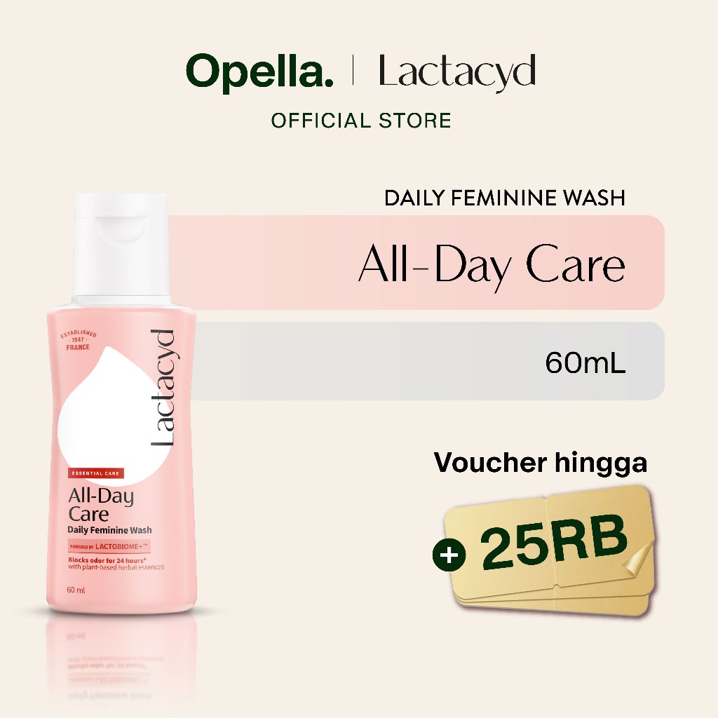 Lactacyd All Day Care Feminine Wash 60mL - Pembersih Kewanitaan untuk Melindungi dari Gatal dan Irit