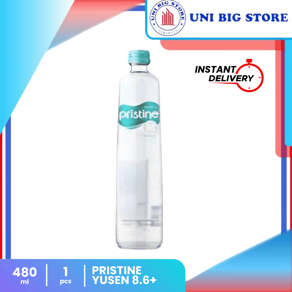 

Pristine Yusen 8.6+ Water 480 ml Botol Kaca Air Mineral Air Alkali