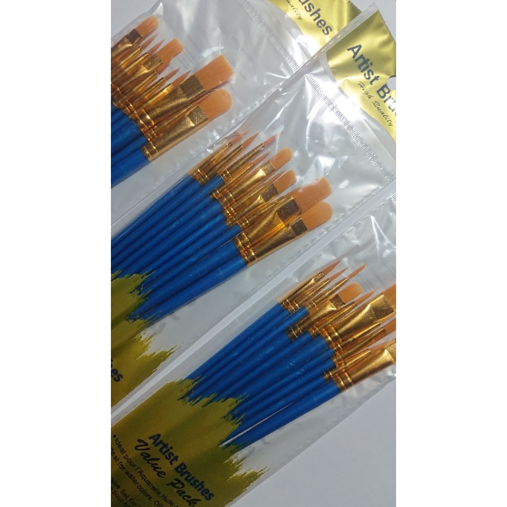 

[10 pcs] kuas lukis set isi 10 pcs mix- nylon brush 10-Arts painting brush flat Round filbert
