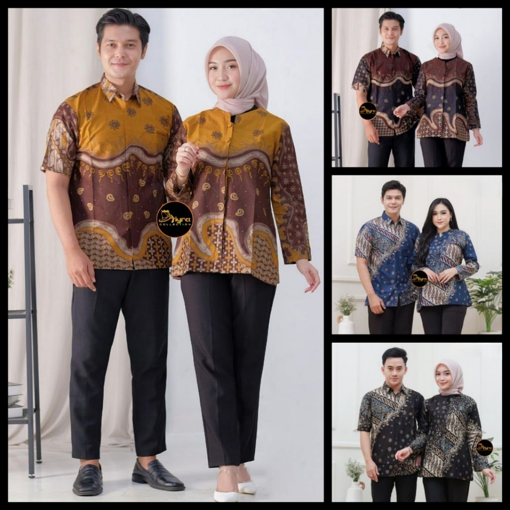 Batik Couple Blouse & Kemeja Batik Lengan Pendek – Pasangan M L XL XXL – Batik Pekalongan Elegan