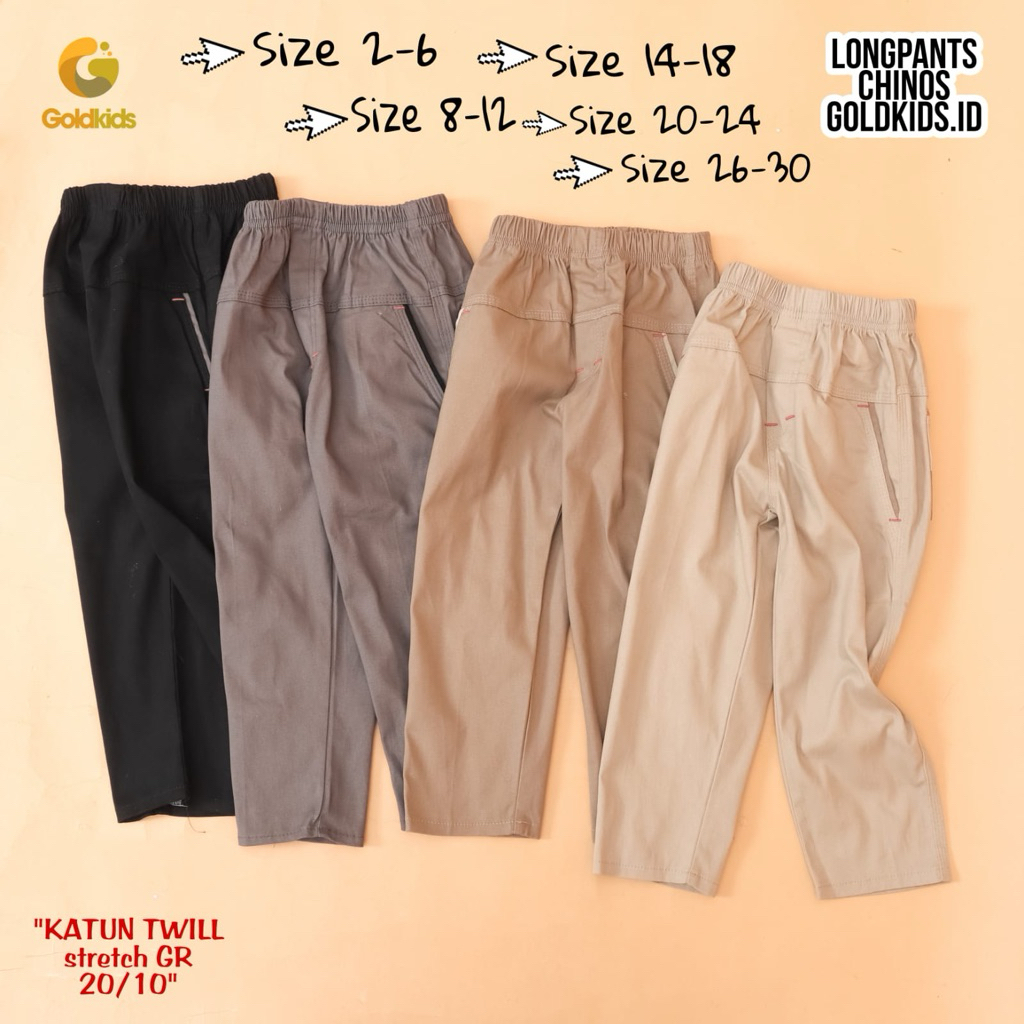 Celana Anak Chinos  goldkids Panjang Laki-Laki  junior- unisex Premium 9-15 Tahun