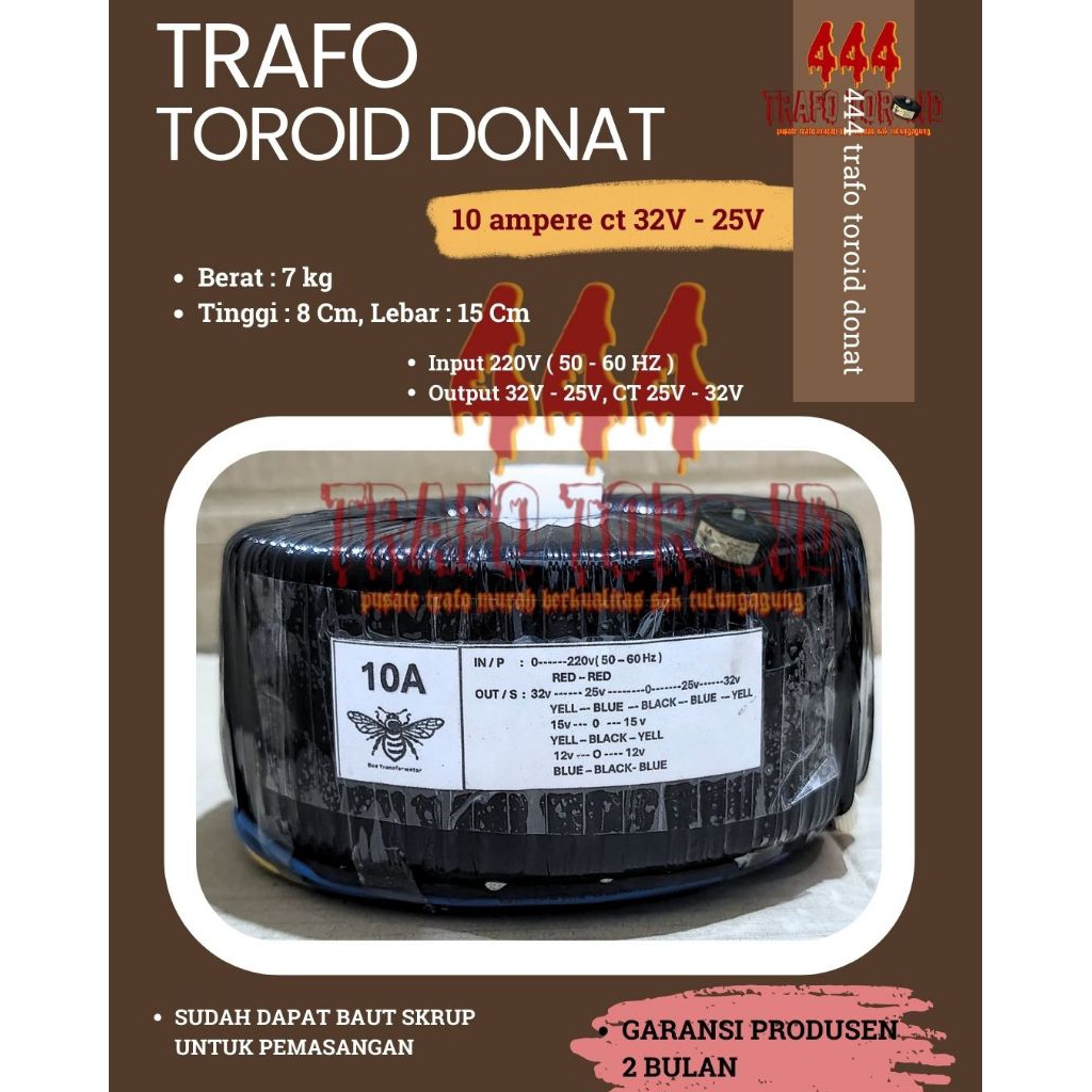trafo toroid donat 10 Ampere CT 32V - 25V