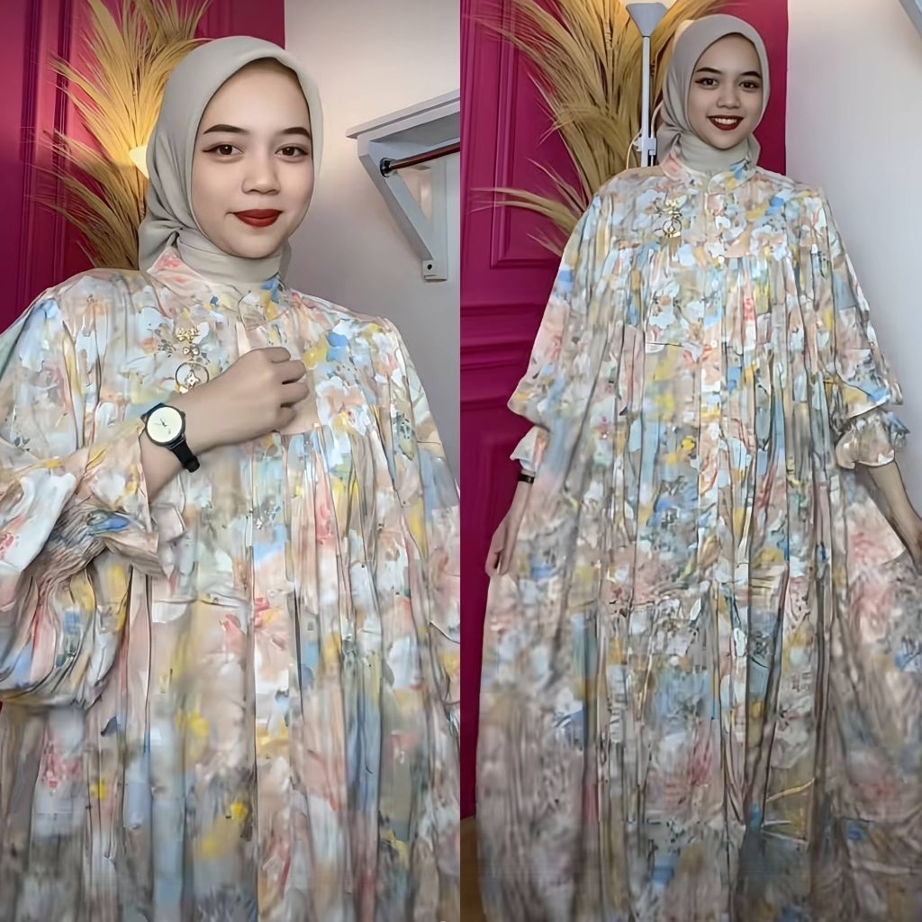 Viral  Gamis Rayon Premium Syifa Lengan Balon