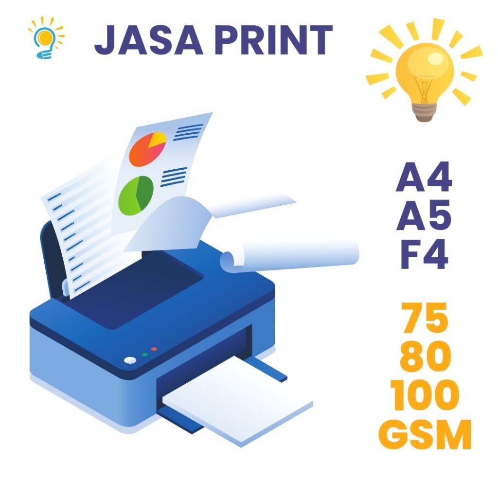 

Jasa Cetak Murah A4 A5 F4 | Print Dokumen Hitam Putih / Warna | Tanpa Minimal Pembelian | 1 Sisi & Bolak Balik | Kertas 75gsm 80gsm 100gsm