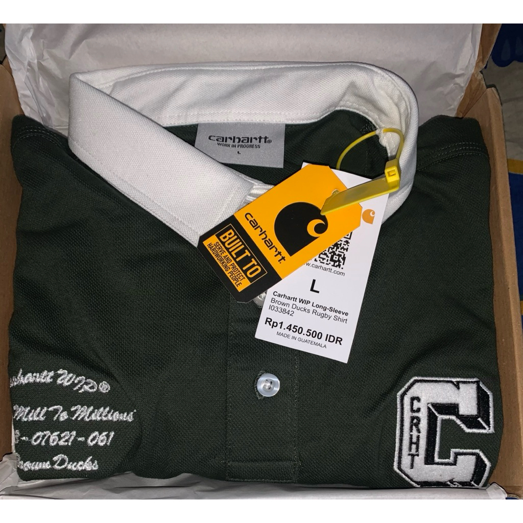 CARHARTT WIP Brown Duka Rugby Shirt || Longsleeve Original Carhartt || Kaos Lengan Panjang Carhartt