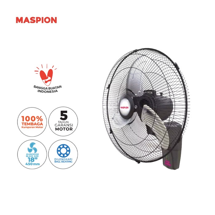 MASPION Kipas Angin Dinding Remote PW-1811RC / PW1811RC